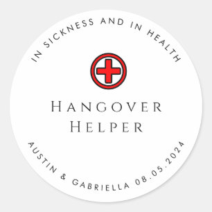 Hangover Helper Moderne Gastgeschenk Hochzeit Stic Runder Aufkleber