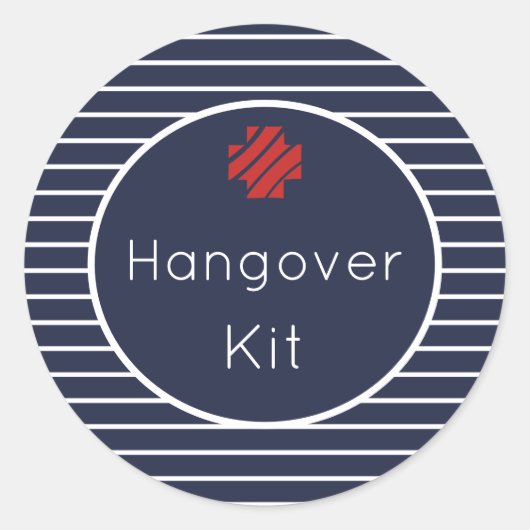 Hangover Kit Aufkleber für Navy und White Stripes (Vorderseite)