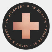Hangover Kit Rose Gold Black Cross Krankheit Gesun Runder Aufkleber (Vorderseite)