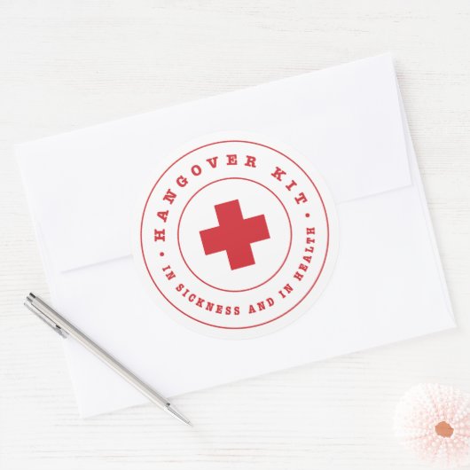 Hangover Kit Runder Aufkleber (Umschlag)