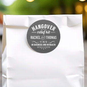 Hangover Relief Kit   Gastgeschenk Hochzeit der Ta Runder Aufkleber