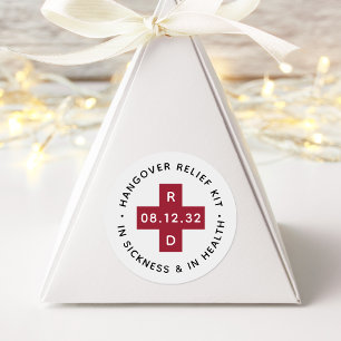 Hangover Relief Kit   GASTGESCHENK HOCHZEIT Runder Aufkleber