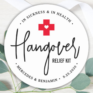 Hangover Relief Kit Personalisierte Gastgeschenk H Runder Aufkleber