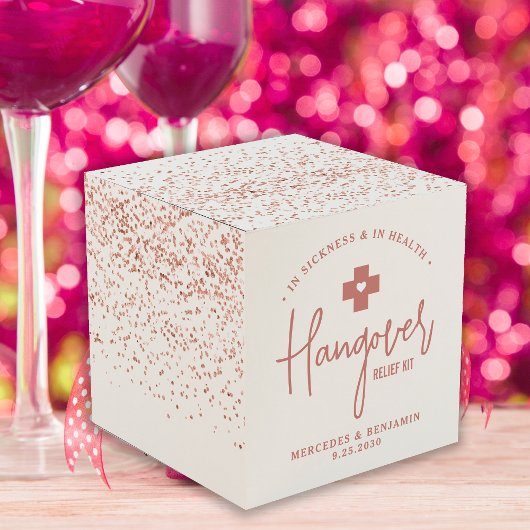 Hangover Relief Kit Rose Gold Glitzer Hochzeit Geschenkschachtel