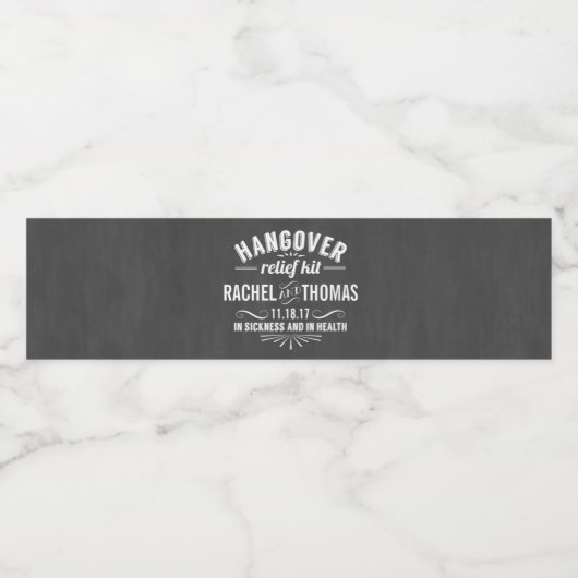 Hangover Relief Kit Wedding Wasserflaschenetikett (Einzelnes Label)