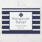 Hangover Relief Navy und White Schaumweinetikett (Einzelnes Label)