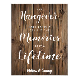 Hangover-Schild rustikale Hochzeit im Stallgebäude Fotodruck