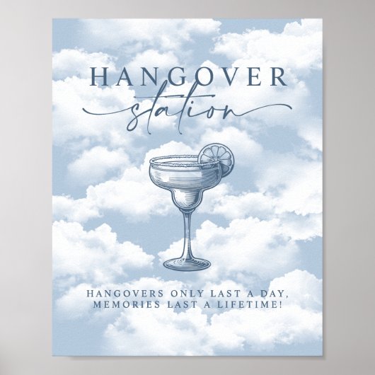 Hangover Station Light Blue Cloud Bachelorette Poster (Vorne)