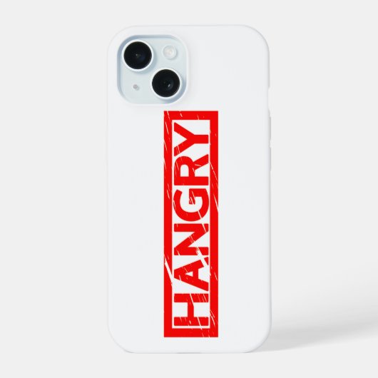 Hangry Briefmarke iPhone 15 Hülle (Rückseite)