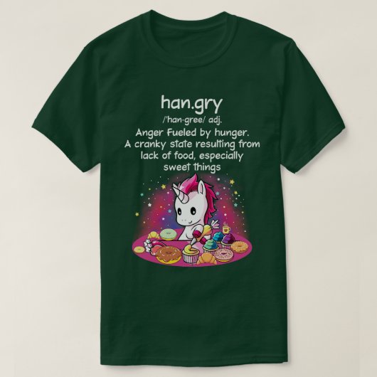 Hangry Definition Unicorn Funny Unicorn T Shirts (Design vorne)