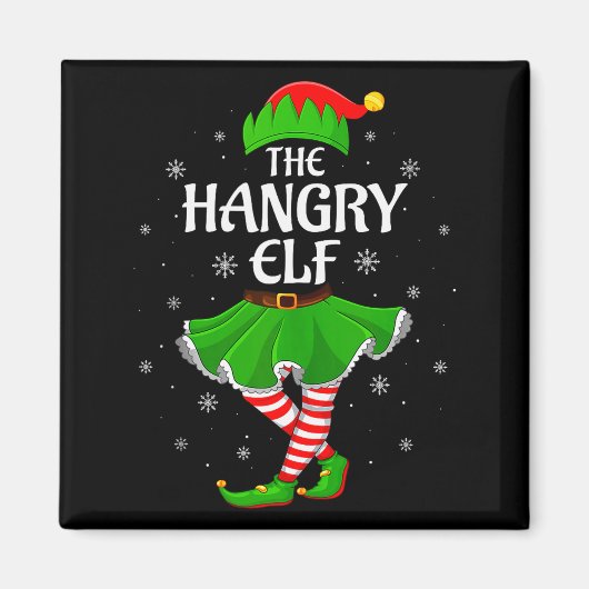 Hangry Elf Christmas Family Girls Women Elf Squad Magnet (Vorne)