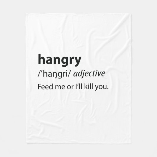 Hangry Funny Dictionary Definition Fleecedecke (Vorderseite)