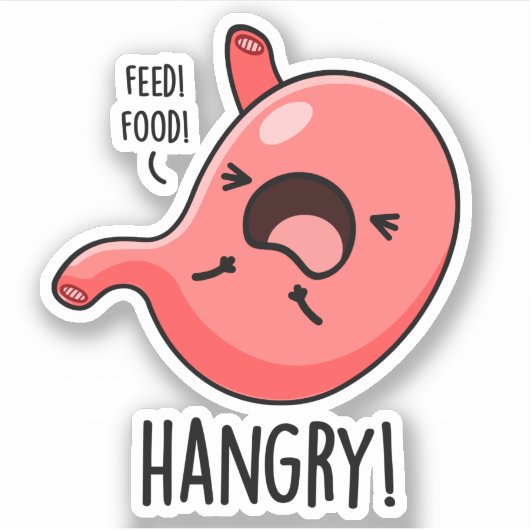 Hangry Funny Hungry Angry Stomach Pun Aufkleber (Vorderseite)