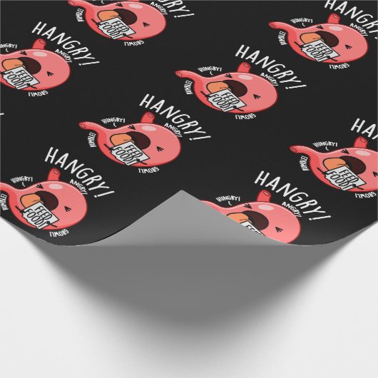 Hangry Funny Stomach Pun Dark BG Geschenkpapier (Ecke)