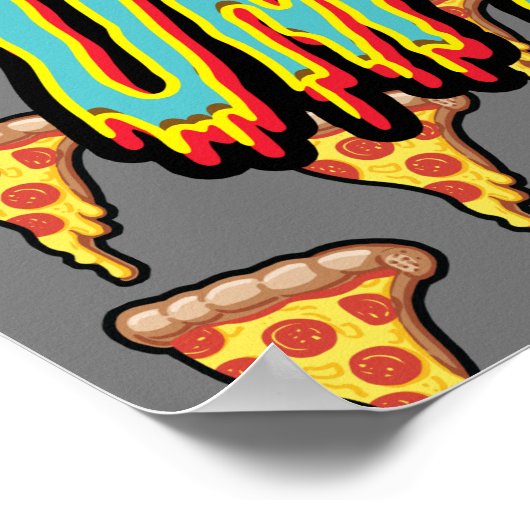 Hangry Pizza Shark Poster (Ecke)