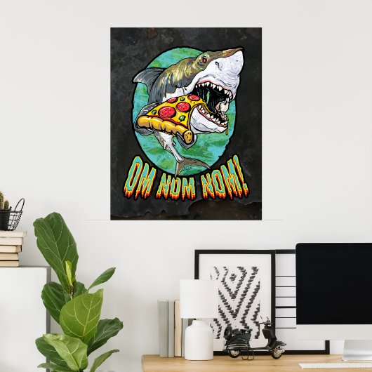 Hangry Pizza Shark Poster (Heimbüro)
