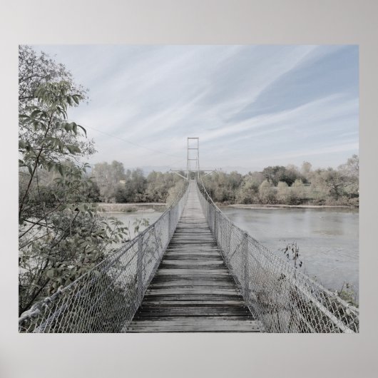 Hängte Brücke über den Fluss Poster (Vorne)