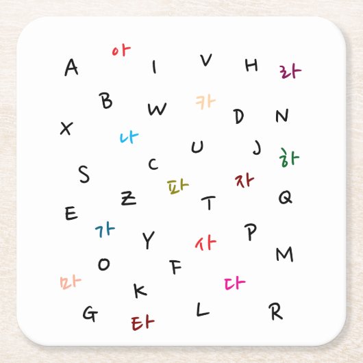 Hangul und Alphabet Paper Untersetzer (Vorderseite)