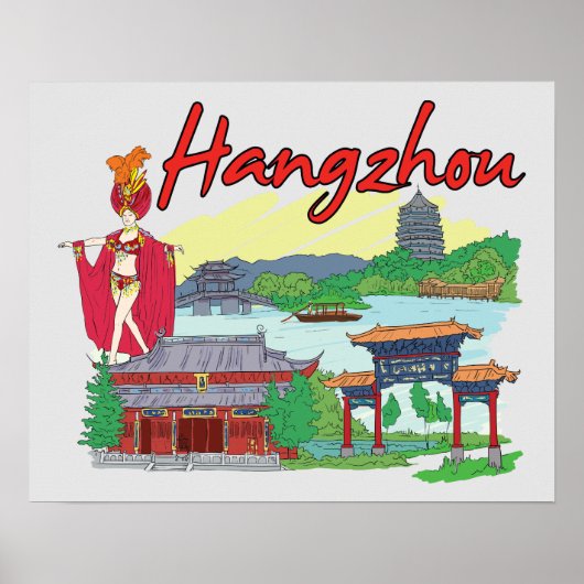 Hangzhou, China Travel Poster (Vorne)