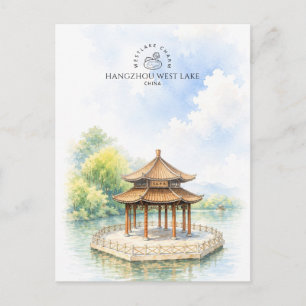 Hangzhou Westsee China   Aquarell-Reiseplakat Postkarte
