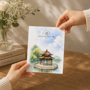 Hangzhou Westsee China Aquarell-Reiseplakat Postkarte