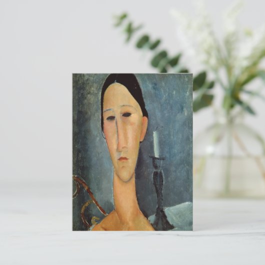 Hanka Zborowska mit einem Candlestick, 1919 Postkarte (Stehend Vorderseite)