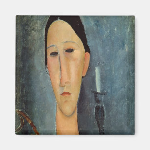 Hanka Zborowska mit einem Kerzenständer, 1919 Magnet