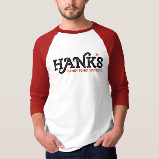 Hanks Honky Tonk das 3/4 Rot (der Männer) T-Shirt (Vorderseite)
