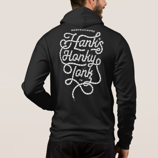 Hanks Honky Tonk (Männer) Hoodie im Schwarzen (Rückseite)