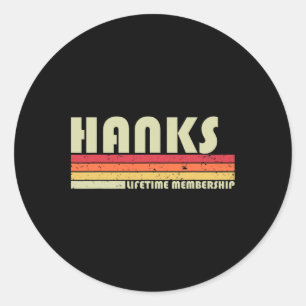 Hanks Surname Funny Retro Vintager 80er 90er Gebur Runder Aufkleber