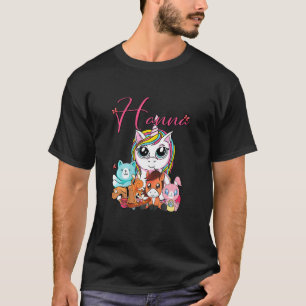 Hanna mit Einhorn Katze Schmetterling Hund Kaninch T-Shirt