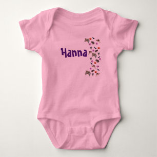 Hanna, Name Logo mit Australian Wildlife, Baby Bo Strampler