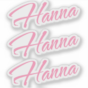 Hanna name pink x3 aufkleber