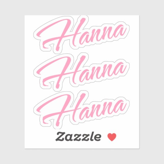 Hanna name pink x3 aufkleber (Blatt)