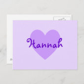 Hannah auf Lila Postkarte (Vorne/Hinten)