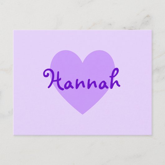 Hannah auf Lila Postkarte (Vorderseite)