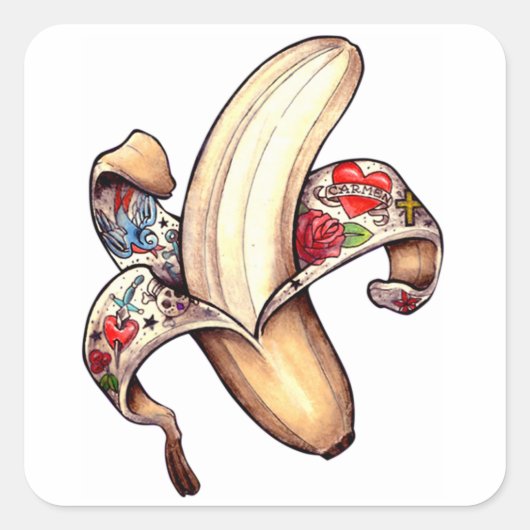 Hannah Banana Stickers! Quadratischer Aufkleber (Vorderseite)