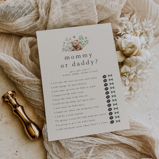 HANNAH Bear Guess Who Mommy Daddy Baby Showspiel Einladung