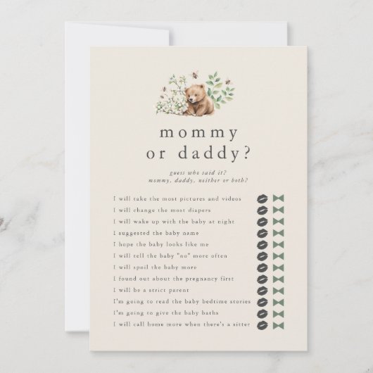 HANNAH Bear Guess Who Mommy Daddy Baby Showspiel Einladung (Vorderseite)