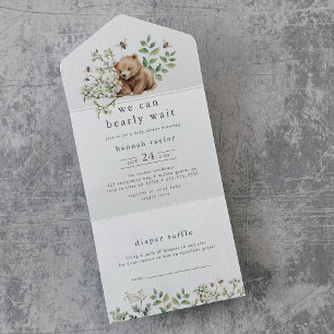 HANNAH Bear Woodland Diaper Raffle Baby Dusche All In One Einladung