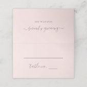 Hannah Blush Pink Calligraphy Wedding Platzkarte (Außenseite Aufgefaltet)