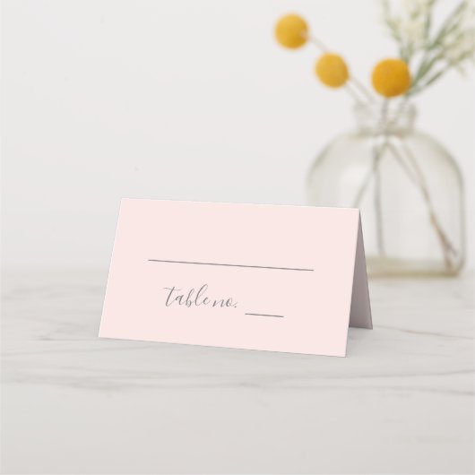 Hannah Blush Pink Calligraphy Wedding Platzkarte (Vorderseite)