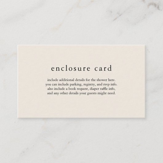 HANNAH Cream Boho Babyduschkarte Begleitkarte (Vorderseite)