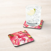 Hannah Gordon Rosa Aquarellkunst Getränkeuntersetzer (Rechte Seite)