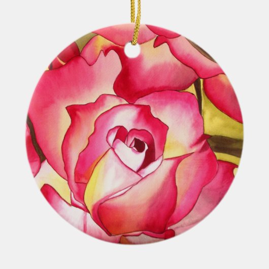 Hannah Gordon Rosa Blume Aquarellkunst Keramikornament (Vorne)