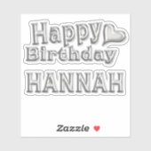 Hannah Happy Birthday silver Aufkleber Sticker (Blatt)