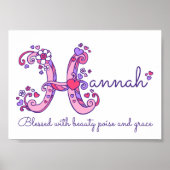 Hannah Initial H doodle Herz Art Name bedeutet Poster (Vorne)
