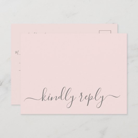 Hannah Modern Simple Pink Meal Choice UAWG Wedding Postkarte (Vorne/Hinten)