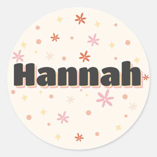 Hannah Name niedlich Design Runder Aufkleber (Vorderseite)