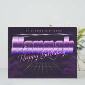 Hannah Name Vorname lila retro Karte Geburtstag (Stehend Vorderseite)